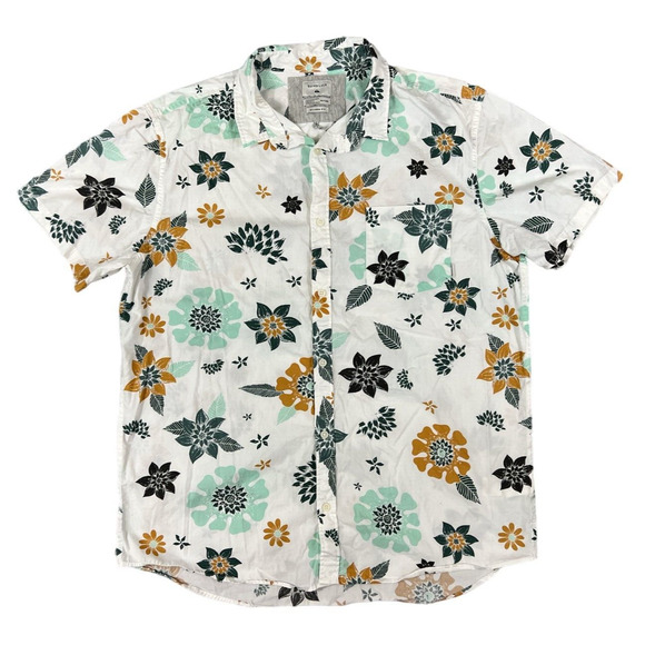 Quiksilver‎ Modern Fit Hawaiian Flower Short Sleeve Button Up Men's Size XXL - Picture 1 of 8